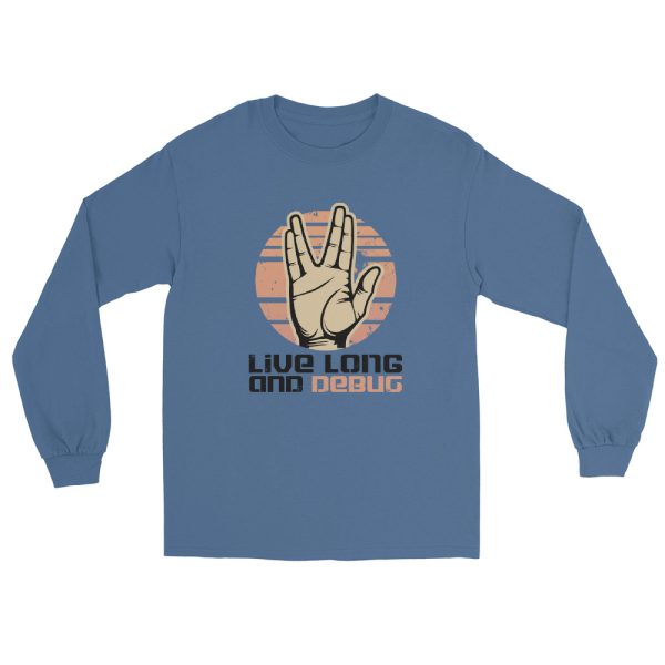 Live Long and Debug” Men’s Long Sleeve Shirt – Classic Fit for Developers & Trek Enthusiasts - Image 6