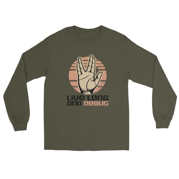 Live Long and Debug” Men’s Long Sleeve Shirt – Classic Fit for Developers & Trek Enthusiasts - Image 4