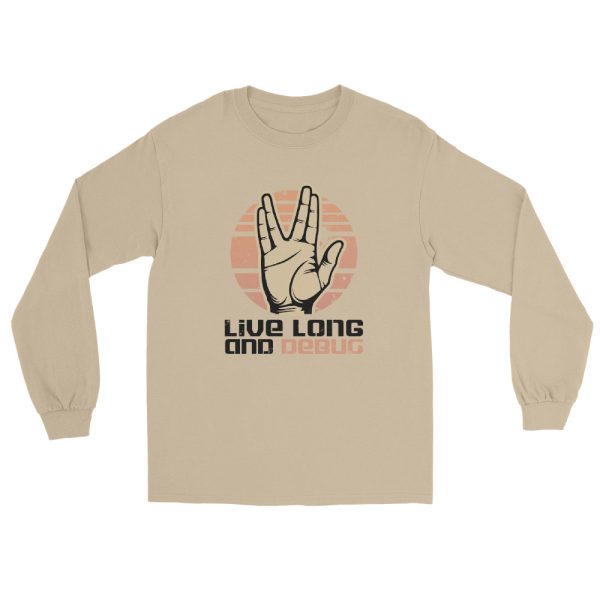 Live Long and Debug” Men’s Long Sleeve Shirt – Classic Fit for Developers & Trek Enthusiasts - Image 12