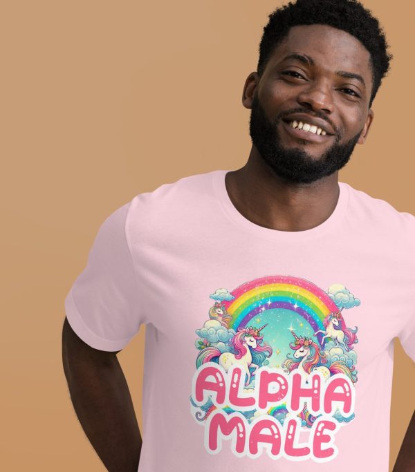 "Alpha Male" Rainbow & Unicorns T-Shirt – Soft, Playful, and Unapologetically Bold