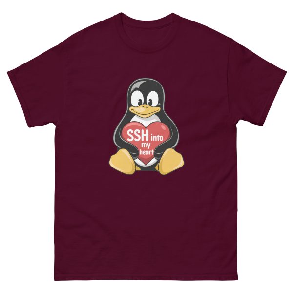 "SSH Into My Heart" Tux the Penguin Unisex Classic T-Shirt for Sysadmins and Devs - Image 2