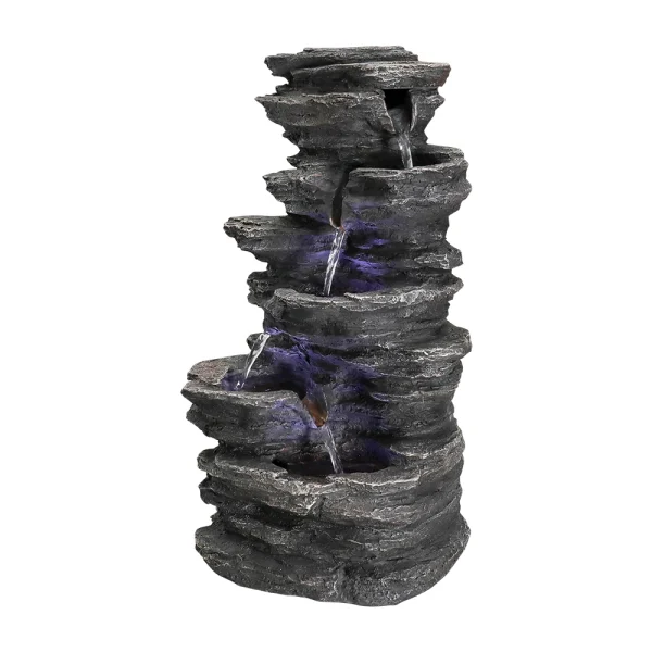 15.7” Stacked Rocks Tabletop Fountain – Zen Meditation Indoor Waterfall with LED Lights