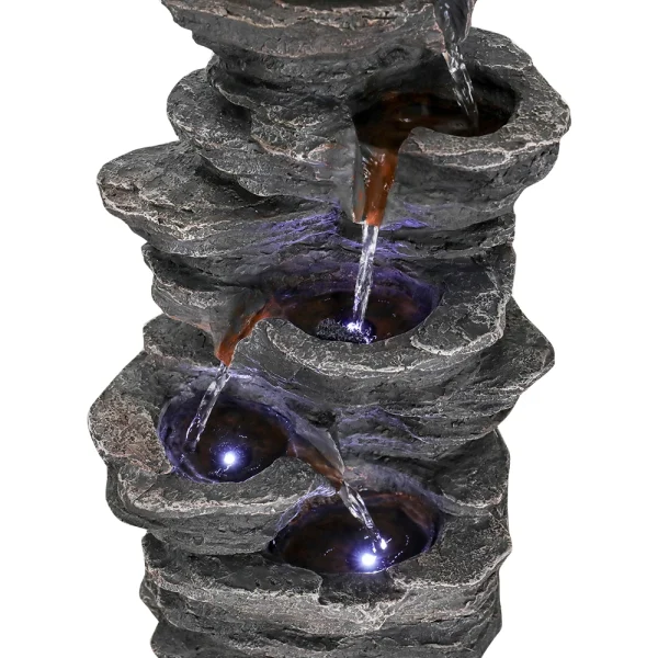 15.7” Stacked Rocks Tabletop Fountain – Zen Meditation Indoor Waterfall with LED Lights - Image 5