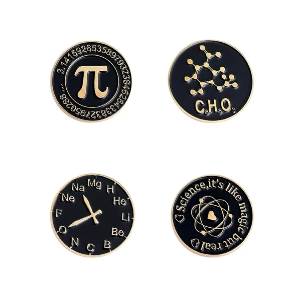 Science Enamel Pins – Pi (π), Atom, & Periodic Table Brooches for Science Geeks, Teachers & Students - Image 6