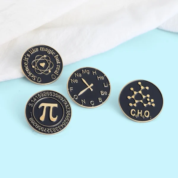 Science Enamel Pins – Pi (π), Atom, & Periodic Table Brooches for Science Geeks, Teachers & Students - Image 4