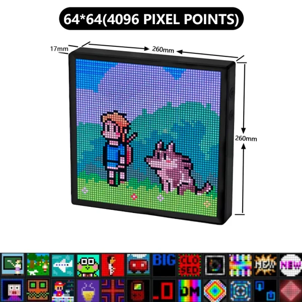 Geek Essentials 64x64 LED Pixel Display – Programmable RGB Pixel Art Screen with Bluetooth App Control - Image 4