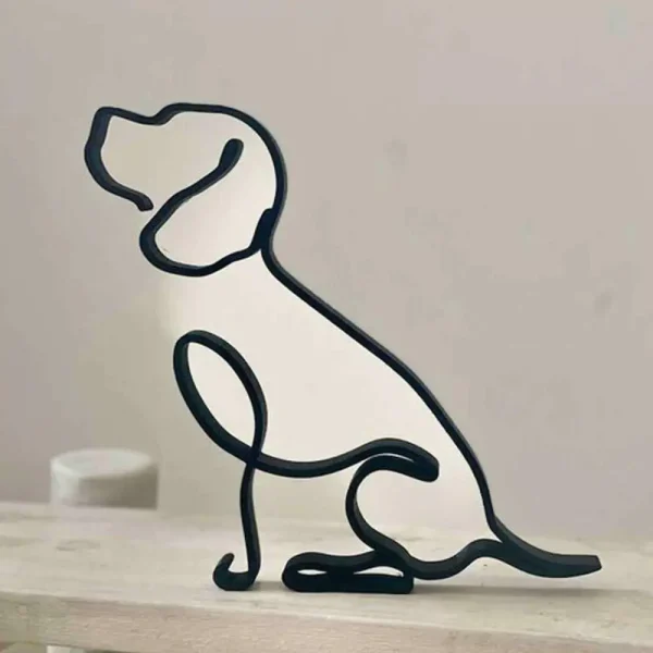 Geek Essentials Minimalist Metal Dog Sculpture – Modern Iron Figurine for Desk & Home Decor - Image 2