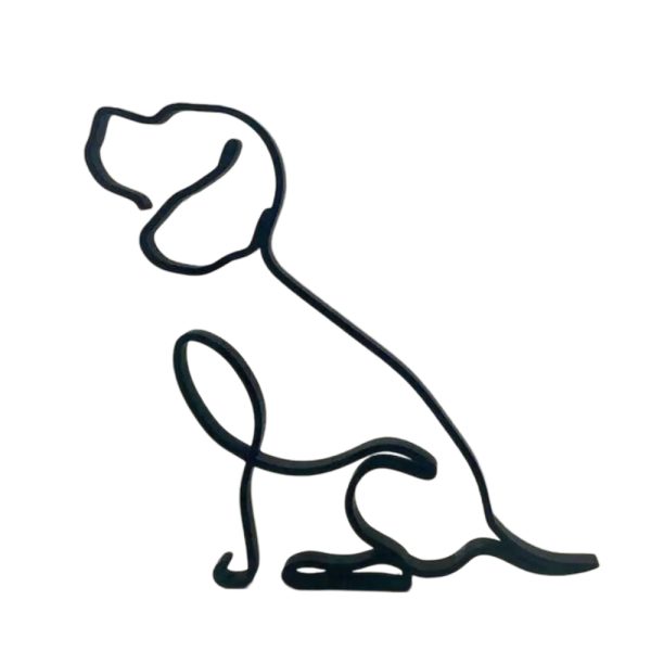Geek Essentials Minimalist Metal Dog Sculpture – Modern Iron Figurine for Desk & Home Decor