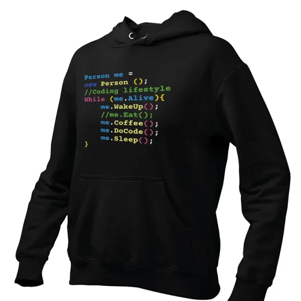 Funny Programmer Hoodie – JavaScript Coding Pullover for Developers, Geeks & Tech Enthusiasts - Image 3