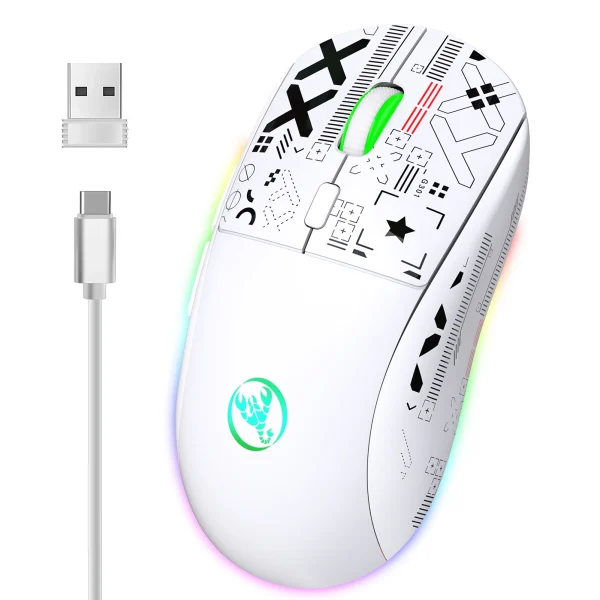HXSJ T90 Wireless Mechanical Gaming Mouse – RGB, 3600 DPI, 11 Lighting Modes & Rechargeable Battery