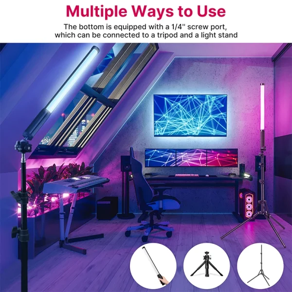 Geek Essentials RGB Handheld Light Wand – 19.68” LED Photography & Studio Lighting Stick - Image 5