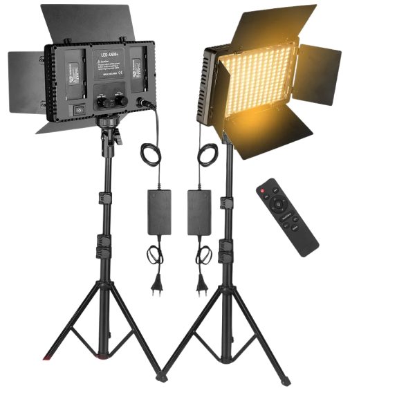 Geek Essentials U800+ LED Video Light – Bi-Color Dimmable Studio Lamp with Tripod & Remote
