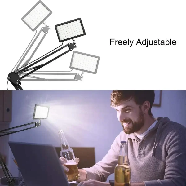 Geek Essentials LED Photography & Conference Light – Studio Lamp with Scissor Arm Stand for Zoom, YouTube & Live Streaming - Image 4