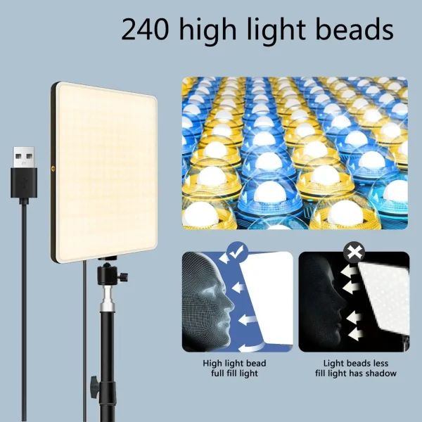 Geek Essentials LED Photography & Conference Light – Studio Lamp with Scissor Arm Stand for Zoom, YouTube & Live Streaming - Image 2