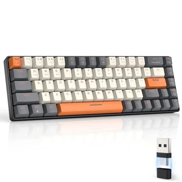 Geek Essentials 60% Wireless Mechanical Keyboard – Bluetooth Dual Mode, Hot-Swappable, 68-Key Red Switch for PC, Mac, PS4, Xbox, iPhone & iPad