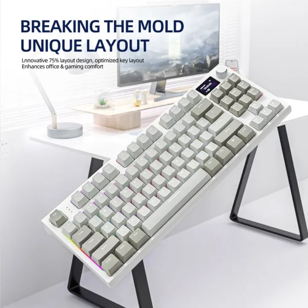 Geek Essentials K86 Wireless Mechanical Keyboard – Hot-Swappable, Bluetooth/2.4G, Display Screen & Volume Control - Image 4