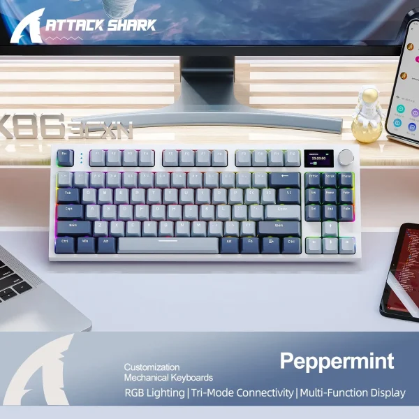Geek Essentials K86 Wireless Mechanical Keyboard – Hot-Swappable, Bluetooth/2.4G, Display Screen & Volume Control - Image 2