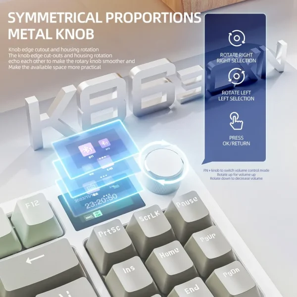 Geek Essentials K86 Wireless Mechanical Keyboard – Hot-Swappable, Bluetooth/2.4G, Display Screen & Volume Control - Image 6