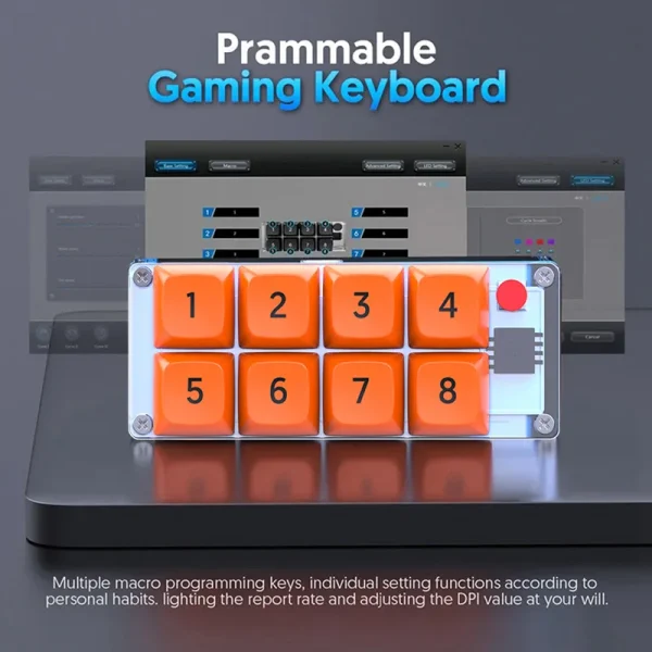 Geek Essentials K806 USB-C Wired Mini Macro Keyboard – 8-Key Programmable Gaming Keypad with RGB Lighting - Image 2
