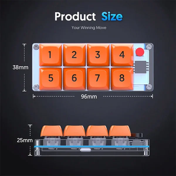 Geek Essentials K806 USB-C Wired Mini Macro Keyboard – 8-Key Programmable Gaming Keypad with RGB Lighting - Image 3