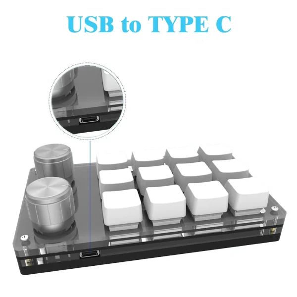 Geek Essentials 12-Key USB Macro Mechanical Keypad – Programmable Hot-Swap Keyboard with Dual Knobs for Gaming & Productivity - Image 4