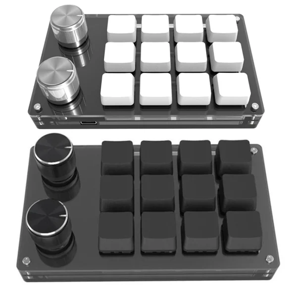 Geek Essentials 12-Key USB Macro Mechanical Keypad – Programmable Hot-Swap Keyboard with Dual Knobs for Gaming & Productivity