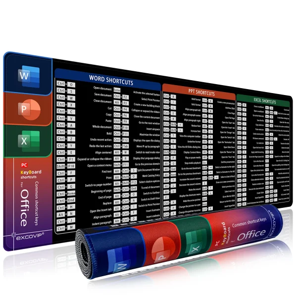 Geek Essentials Office Shortcuts Mouse Pad – Large Extended Desk Mat for Excel, Word & PowerPoint