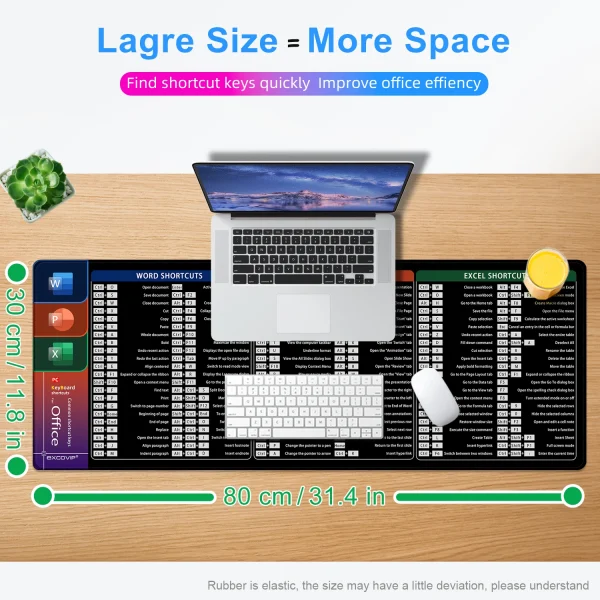 Geek Essentials Office Shortcuts Mouse Pad – Large Extended Desk Mat for Excel, Word & PowerPoint - Image 5