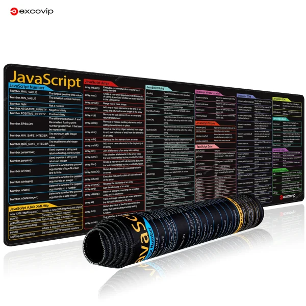 Geek Essentials JavaScript Programming Mouse Pad – Large Cheat Sheet Desk Mat for Web Developers