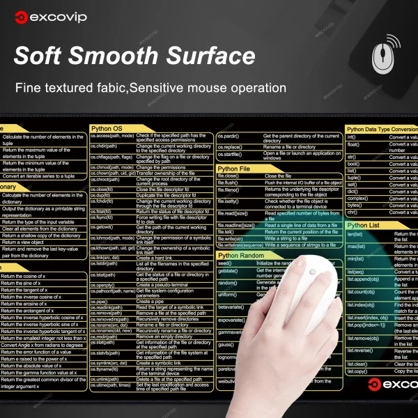 Geek Essentials Python Programming Mouse Pad – Large Cheat Sheet Desk Mat for Engineers & Developers - Image 2