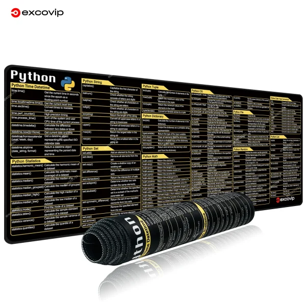 Geek Essentials Python Programming Mouse Pad – Large Cheat Sheet Desk Mat for Engineers & Developers