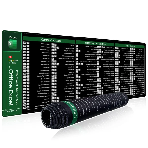 Geek Essentials Excel Shortcuts Mouse Pad – Large Extended Office Desk Mat for Productivity