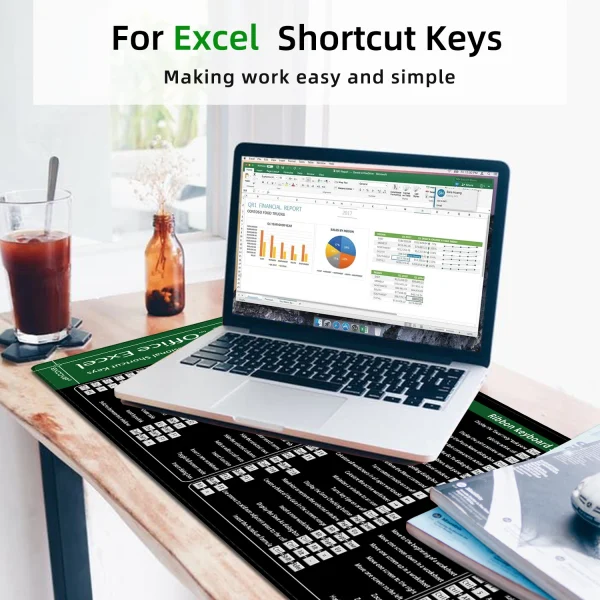 Geek Essentials Excel Shortcuts Mouse Pad – Large Extended Office Desk Mat for Productivity - Image 2