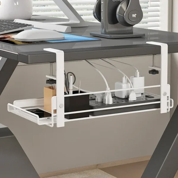 Geek Essentials Under Desk Cable Management Tray – No-Drill Steel Organizer for Clean & Clutter-Free Workspaces
