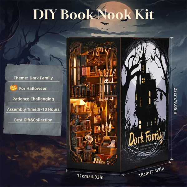 DIY “Wednesday-Inspired” Haunted Book Nook Kit – Addams Family Miniature Bookshelf Diorama - Image 3