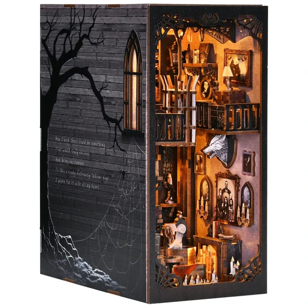 DIY “Wednesday-Inspired” Haunted Book Nook Kit – Addams Family Miniature Bookshelf Diorama