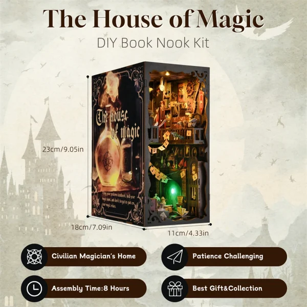 DIY “Wizarding World-Inspired” Magic Book Nook Kit – Harry Potter-Inspired Bookshelf Insert & Decor - Image 2