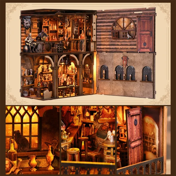 DIY “Baldur’s Gate 3-Inspired” Tavern Book Nook Kit – Fantasy Bar Bookshelf Diorama & Miniature Puzzle Model - Image 4