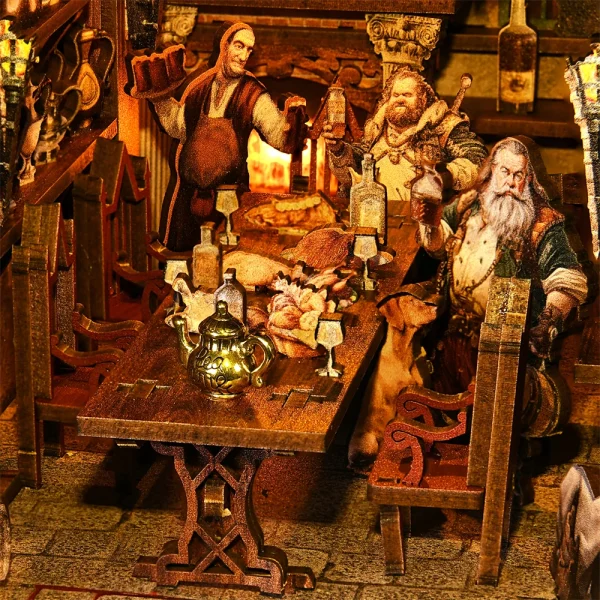 DIY “Baldur’s Gate 3-Inspired” Tavern Book Nook Kit – Fantasy Bar Bookshelf Diorama & Miniature Puzzle Model - Image 6