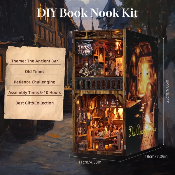 DIY “Baldur’s Gate 3-Inspired” Tavern Book Nook Kit – Fantasy Bar Bookshelf Diorama & Miniature Puzzle Model - Image 5