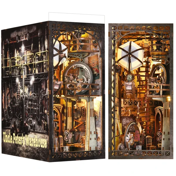 DIY “Steamcraft Workshop” Book Nook Kit – Steampunk-Inspired Airship Engineer’s Lab & Bookshelf Insert - Image 6
