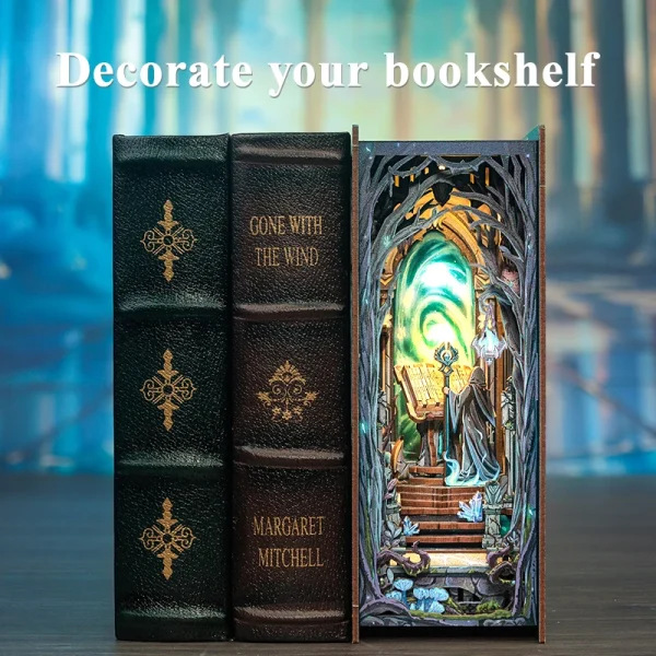 DIY “Gate to Wonderland” Book Nook Kit – Miniature Fantasy Shelf Insert with Lights - Image 3