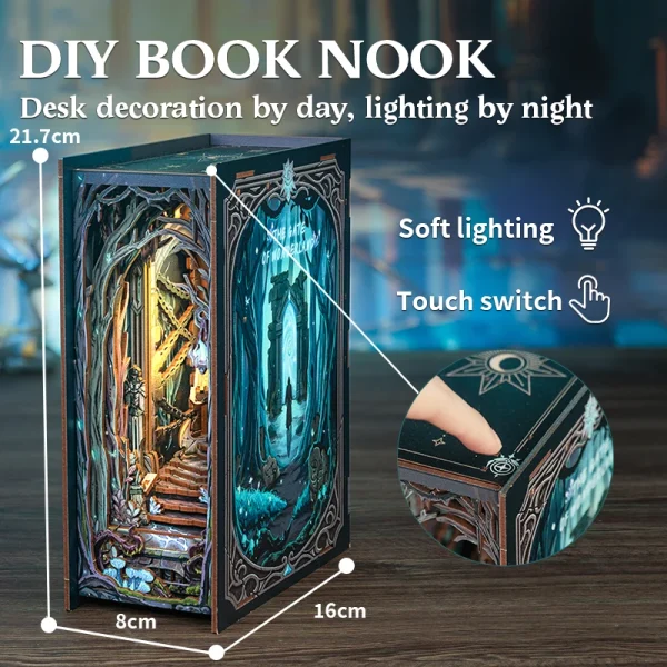 DIY “Gate to Wonderland” Book Nook Kit – Miniature Fantasy Shelf Insert with Lights - Image 5