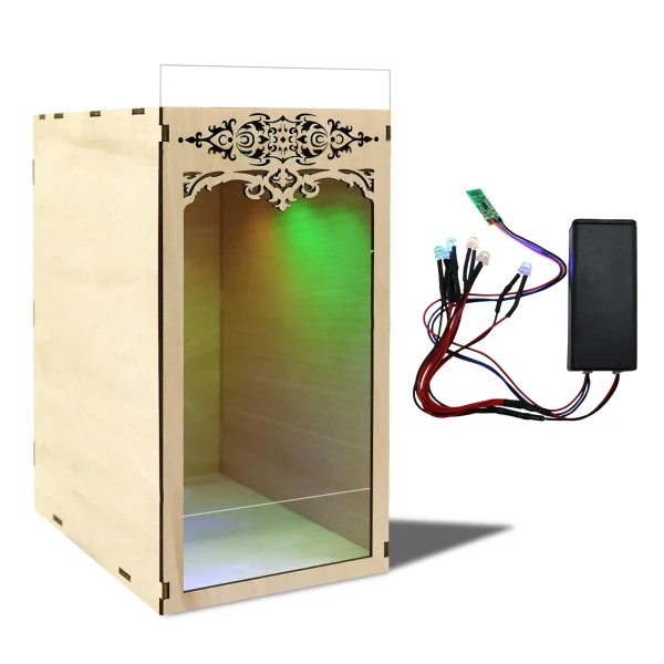 DIY “Freedom of Creation” Book Nook Kit – Miniature Wooden Bookshelf Insert with LED Lighting - Image 4